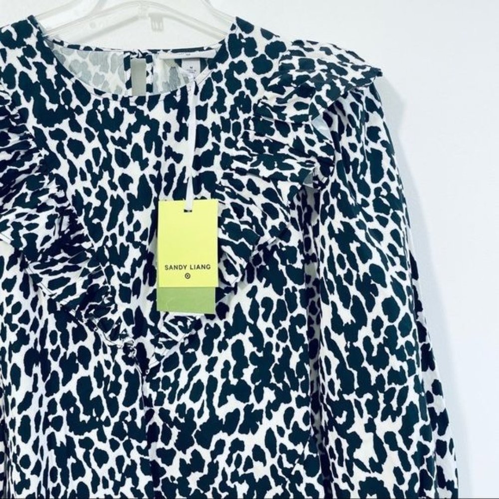Sandy Liang x Target Leopard Print Long Ruffle Sleeve Midi Dress Plus Size NWT - Picture 4 of 15